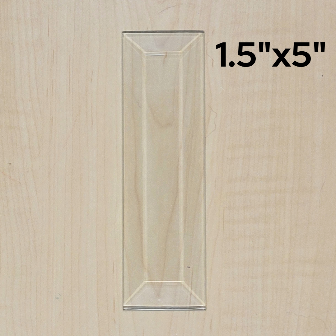 1 1/2"x5" Clear Bevel Rectangle (1.5 inch x 5 inch) | 10 or 30 Pack